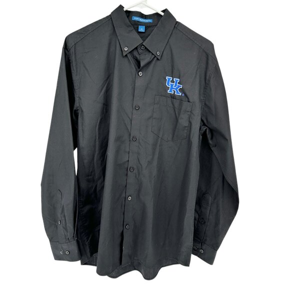 University Of Kentucky Shirt Mens M Embroidered Black Button-Down Port Authority - Picture 1 of 7